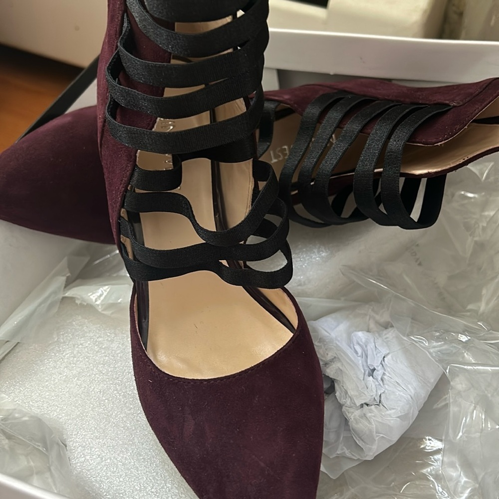 Dark burgundy high heel shoes
